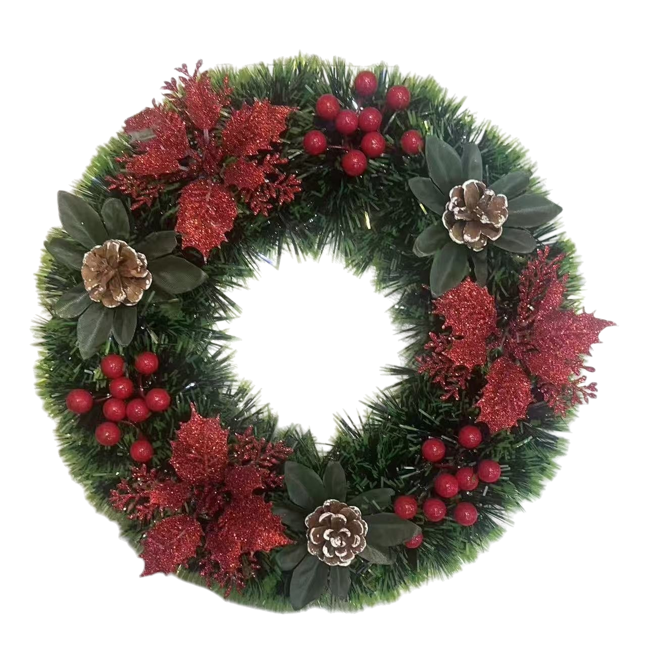 Christmas decorative wreaths, realistic pine branch and rattan woven door and wall decorations, festive atmosphere home Item Picture