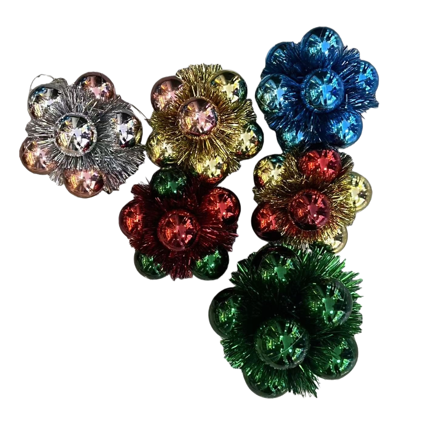 Christmas colorful flower-shaped decorative items, home ornaments, wall decorations, multi-color combinations, cute style Item Picture