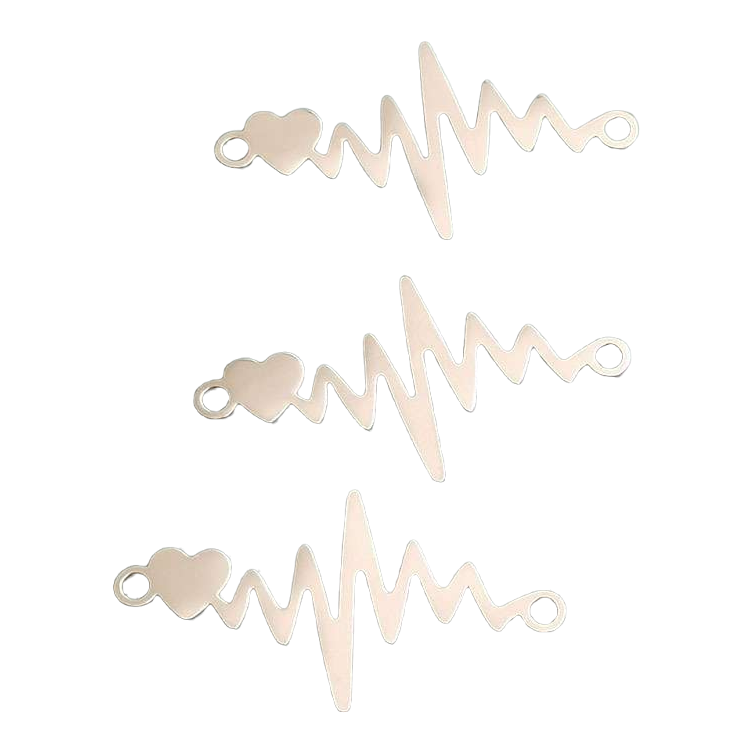 Metal electrocardiogram shaped pendant, a fashionable and simple heart-shaped necklace accessory Item Picture