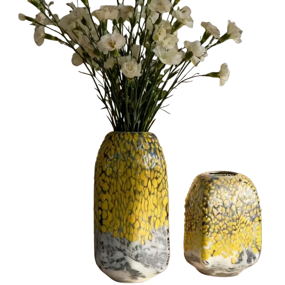 Yellow spotted pattern ceramic vase, a living room decorative item, a Nordic-style home furnishing Item Picture