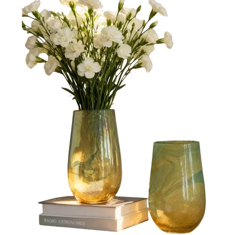 Hand-blown glass vase, a transparent, simple and high-cut flower vase for the living room and bedroom table Item Picture