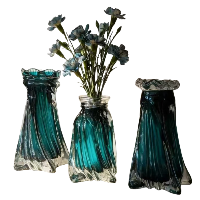 Blue glass vase for living room decoration, Nordic style, high appearance level vase Item Picture