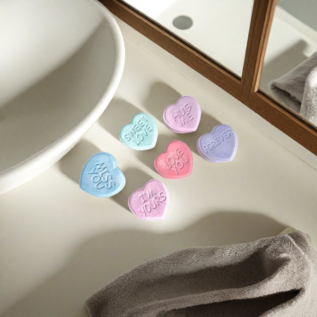 Macaron-colored heart-shaped candles for office atmosphere decoration, scented candles and decorative items
