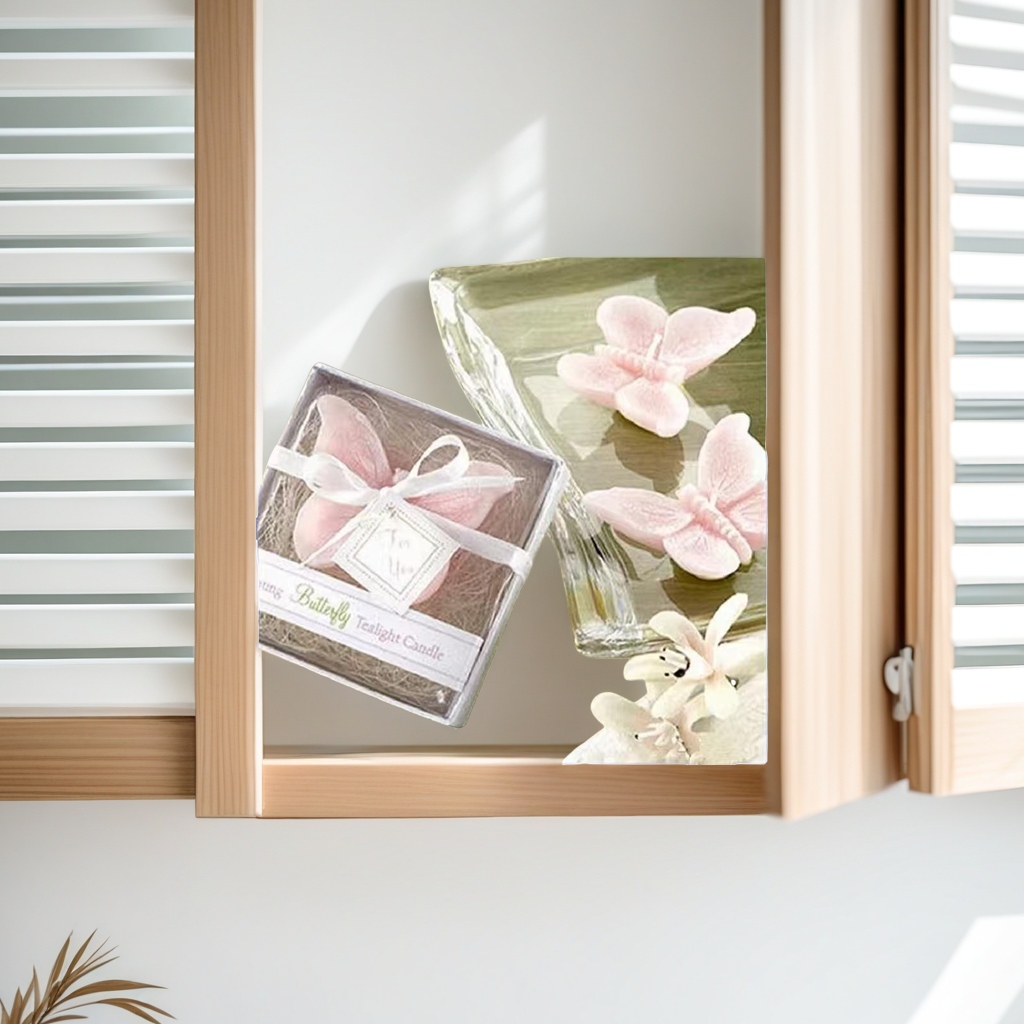 Pink butterfly-shaped scented candles are exquisite decorative items for home decoration, creating a romantic atmosphere details Picture