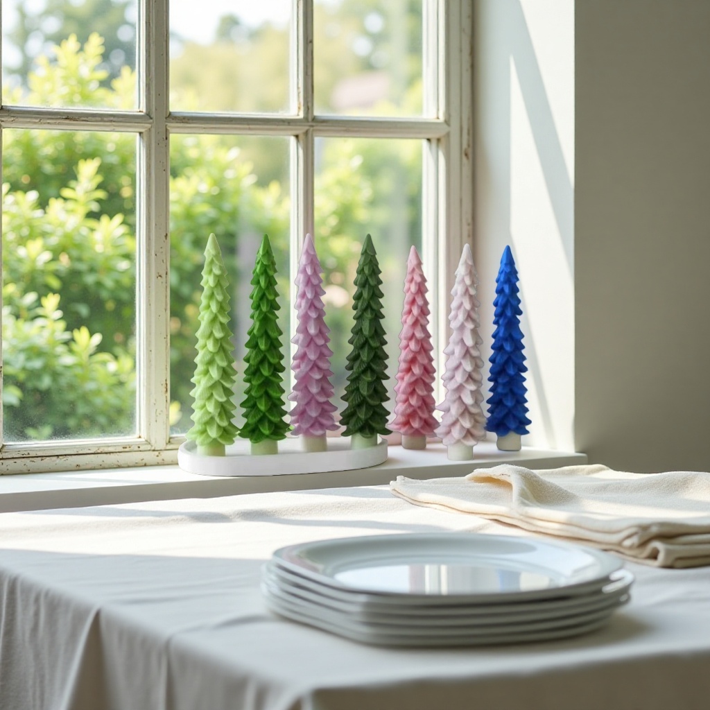 Colorful Christmas tree-shaped candles, 3D stereoscopic festive decorative scented candles Specification image