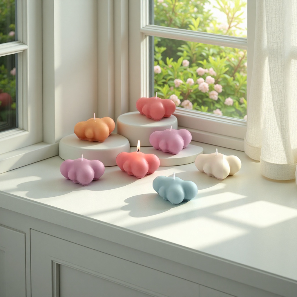 Cloud-shaped scented candles, exquisite home decoration items, soothing and relaxing ambient lighting Specification image