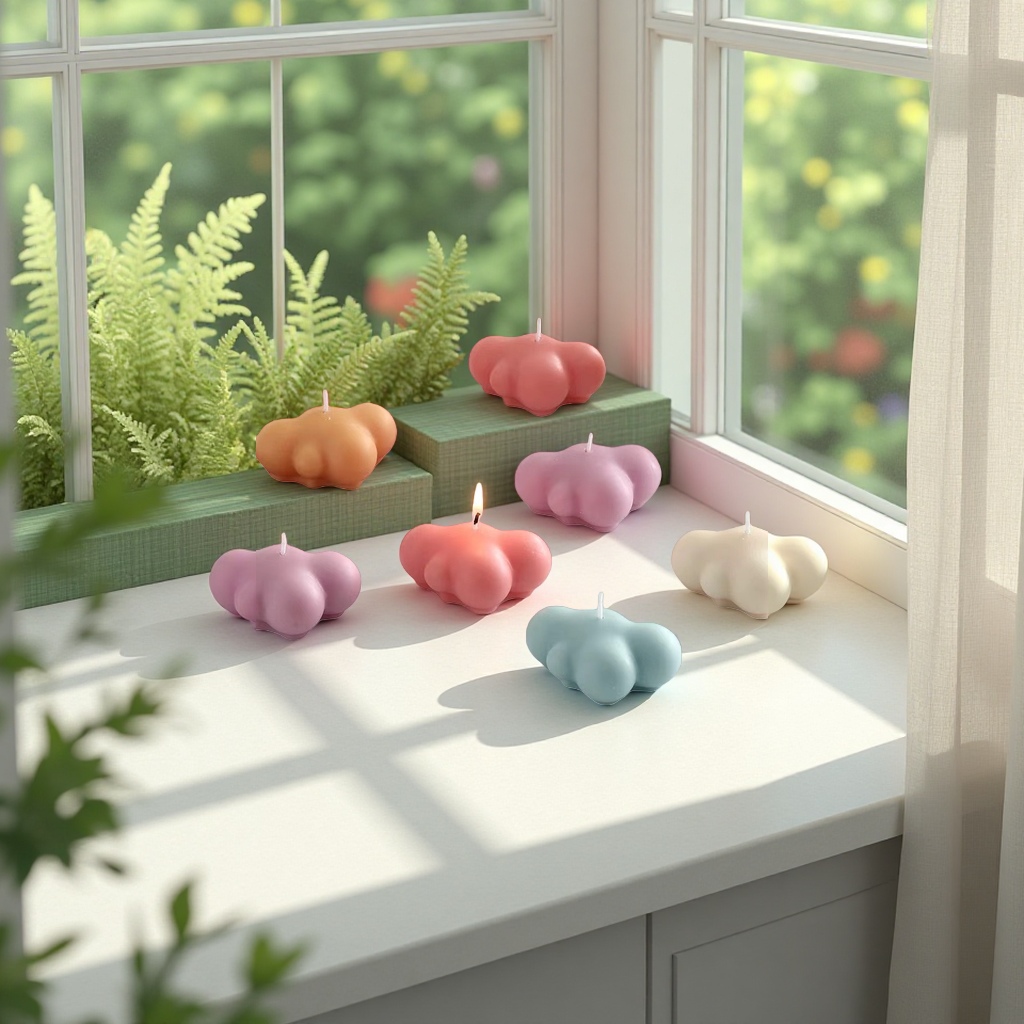 Cloud-shaped scented candles, exquisite home decoration items, soothing and relaxing ambient lighting Application Scenario