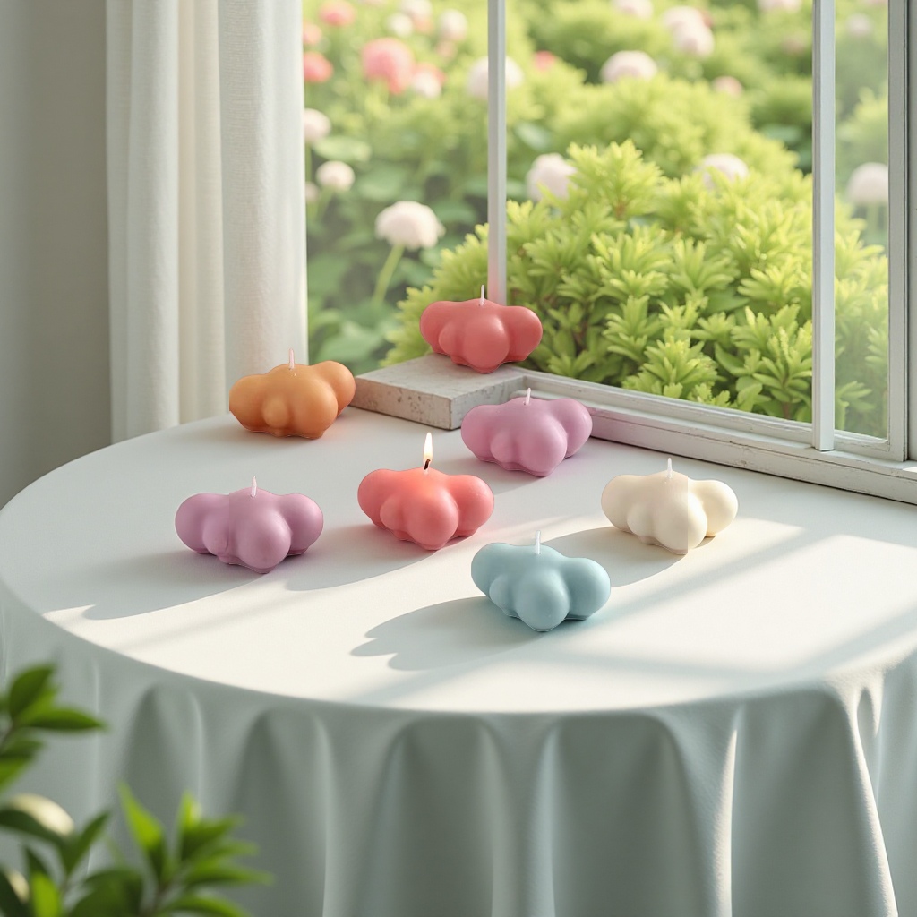 Cloud-shaped scented candles, exquisite home decoration items, soothing and relaxing ambient lighting details Picture