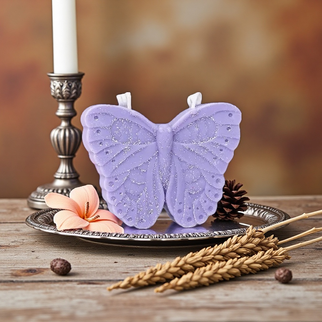 Purple butterfly-shaped scented candle flower decoration home atmosphere candle