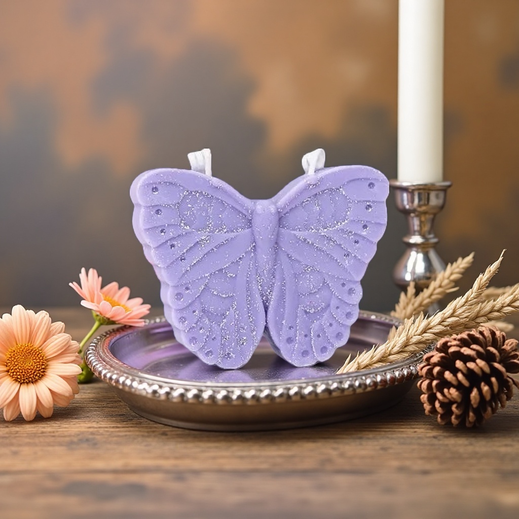 Purple butterfly-shaped scented candle flower decoration home atmosphere candle Application Scenario