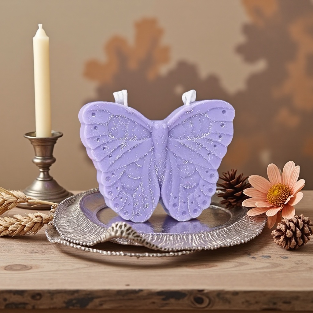 Purple butterfly-shaped scented candle flower decoration home atmosphere candle Specification image