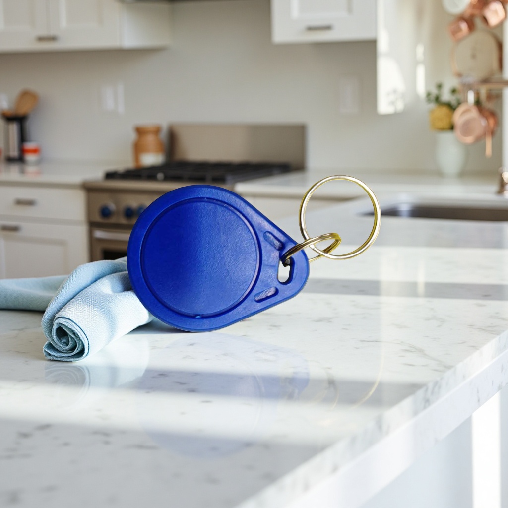 Blue keychain key pendant, simple, fashionable and durable metal keychain details Picture