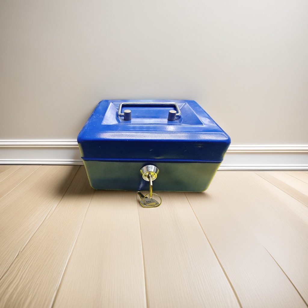 Blue metal safe, household fireproof and anti-theft storage cabinet, 20L double-lock combination lock Specification image