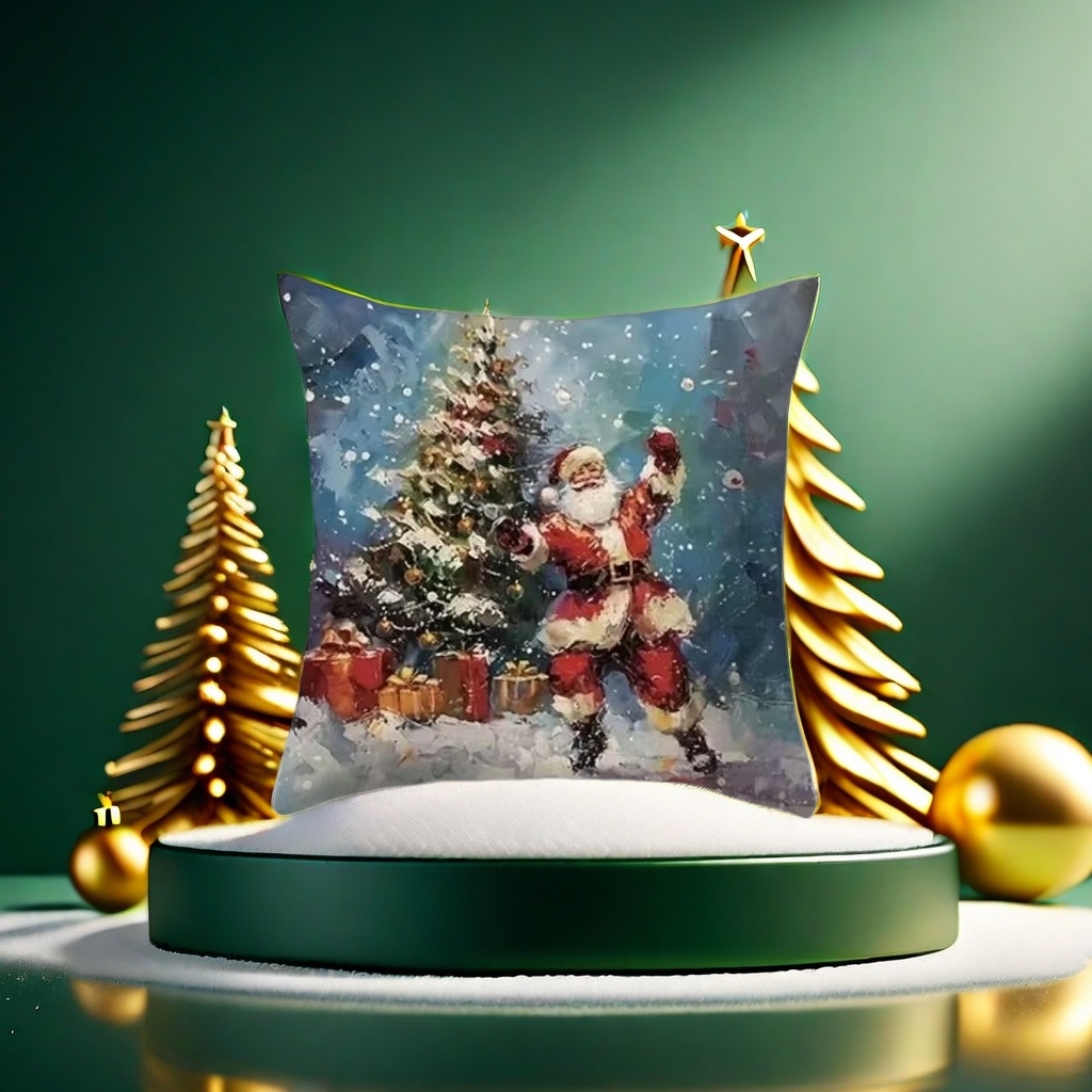 The Christmas red and green plush cushions are soft and comfortable for the festive living room decoration Application Scenario
