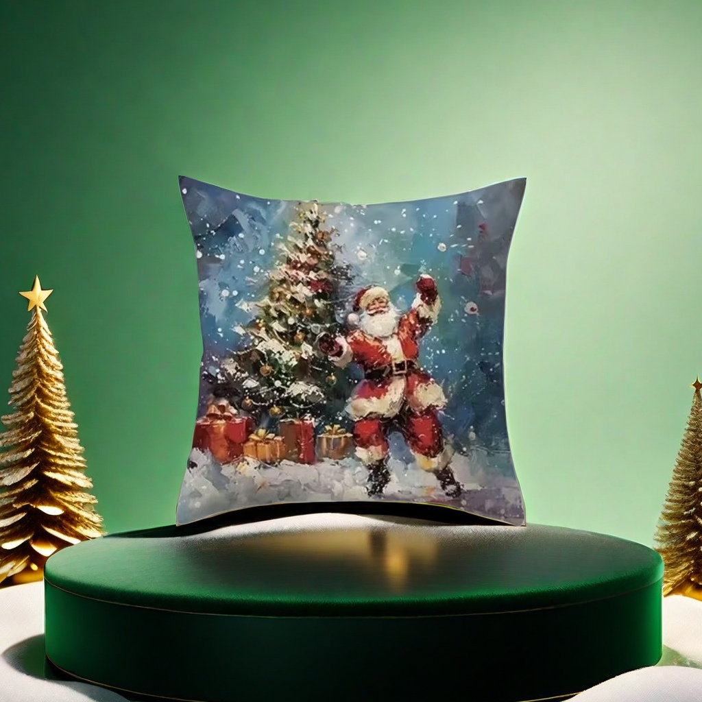 The Christmas red and green plush cushions are soft and comfortable for the festive living room decoration Specification image