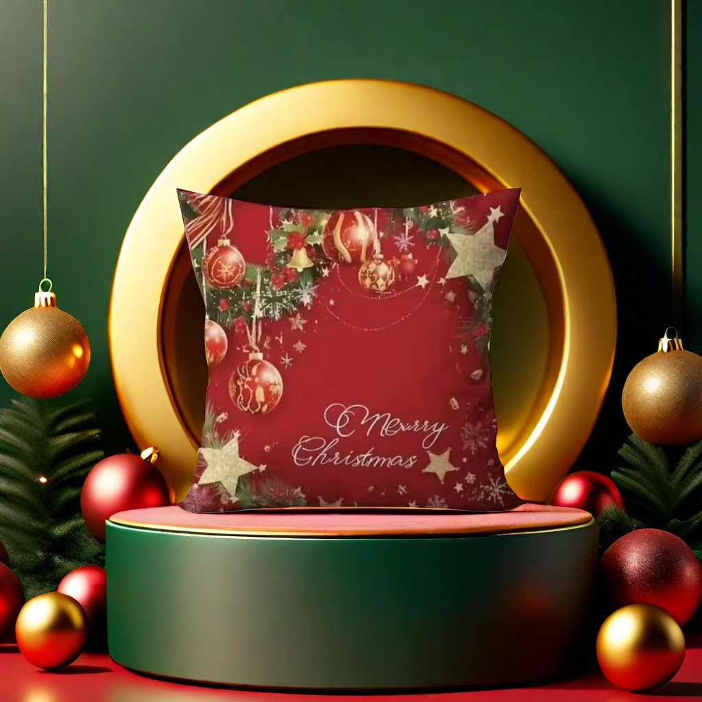 The Christmas red and green velvet throw pillow is a must-have for home decoration to create a festive atmosphere Application Scenario
