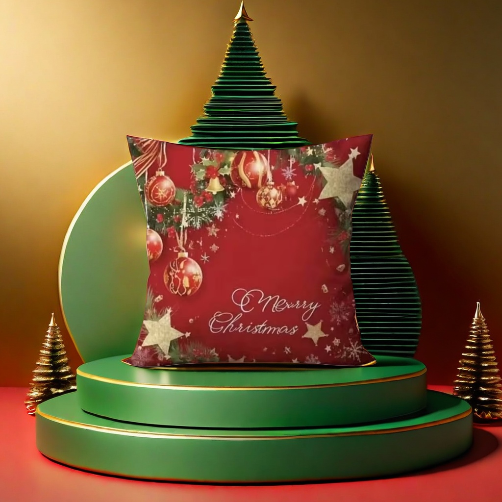 The Christmas red and green velvet throw pillow is a must-have for home decoration to create a festive atmosphere Specification image