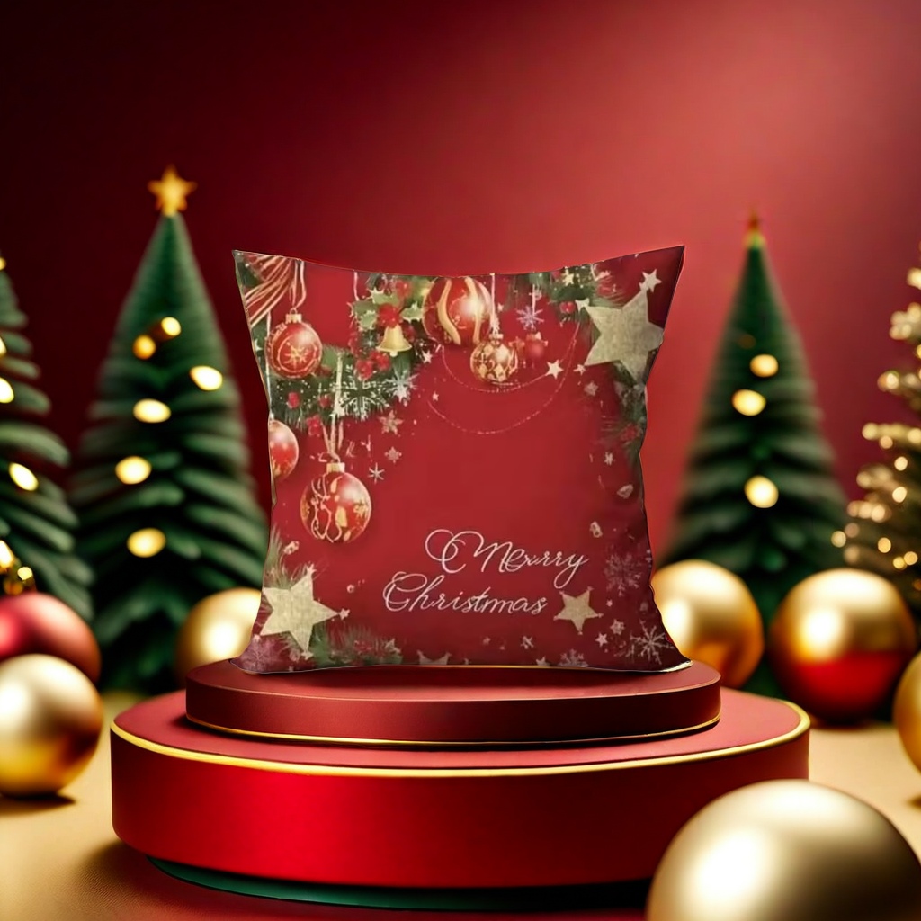 The Christmas red and green velvet throw pillow is a must-have for home decoration to create a festive atmosphere details Picture