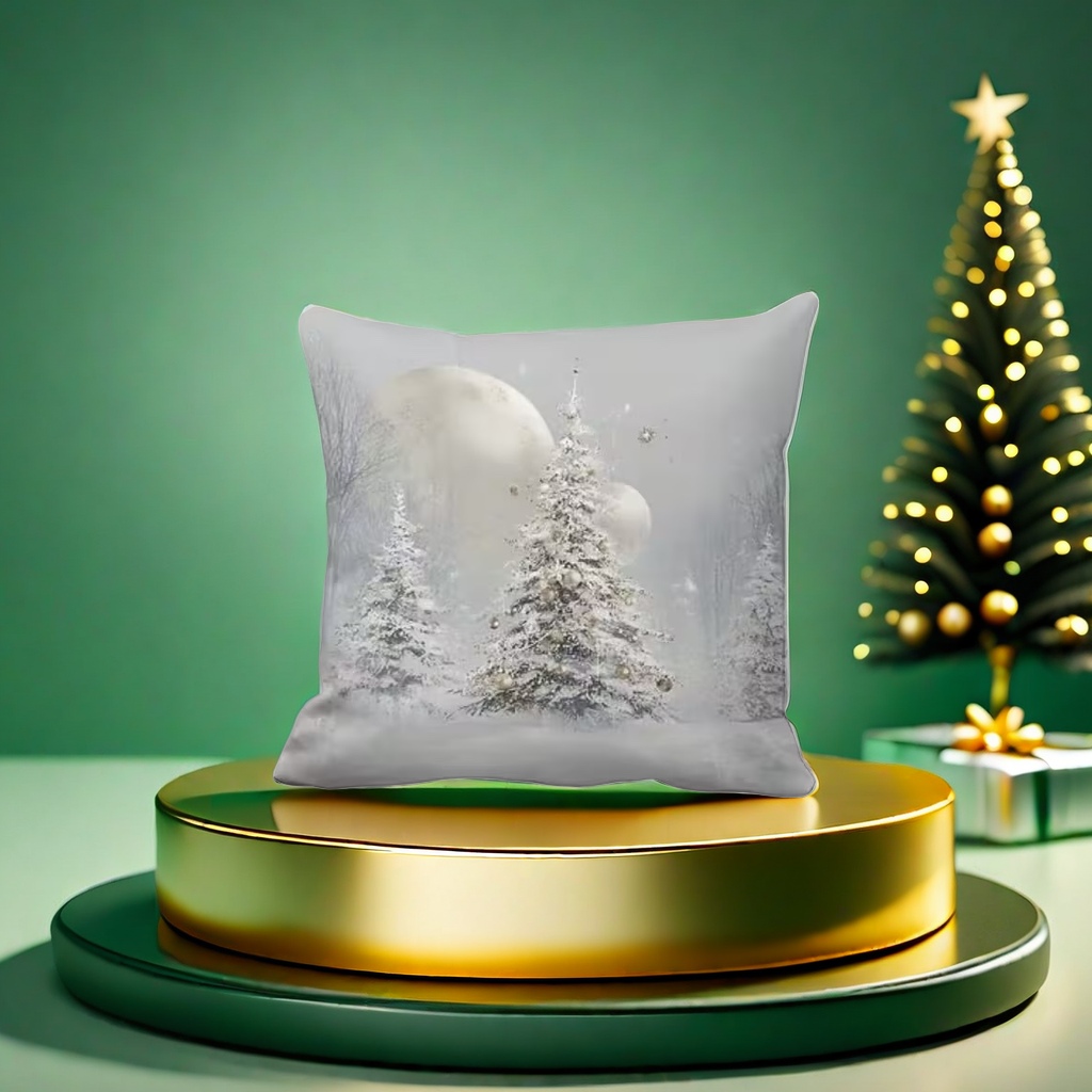 Winter snow scene embroidered throw pillow, Nordic-style home decoration plush pillow, detachable and washable details Picture
