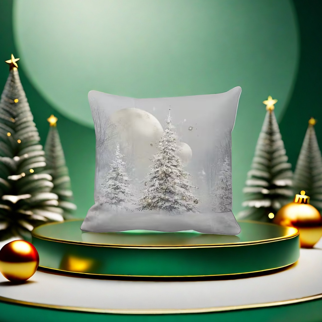 Winter snow scene embroidered throw pillow, Nordic-style home decoration plush pillow, detachable and washable Specification image