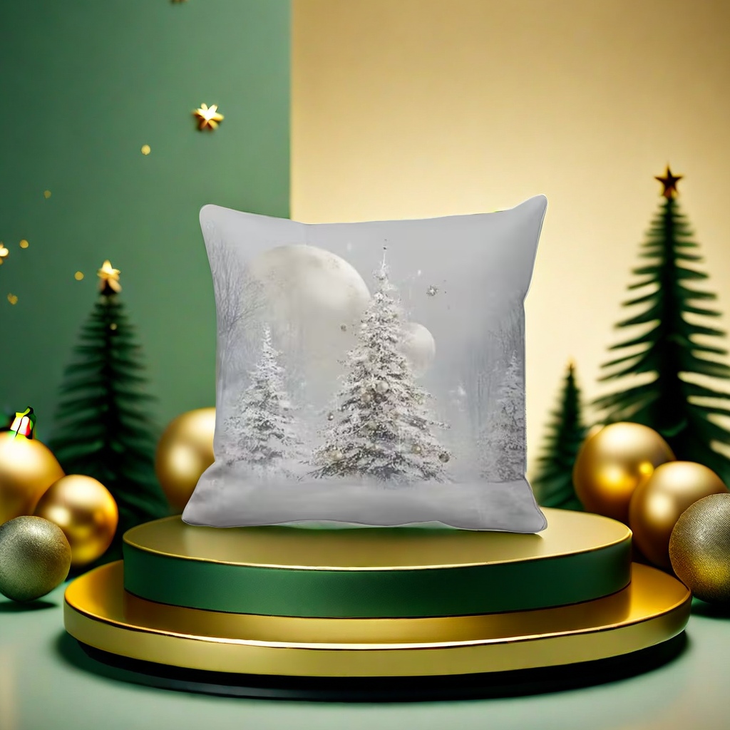 Winter snow scene embroidered throw pillow, Nordic-style home decoration plush pillow, detachable and washable Application Scenario