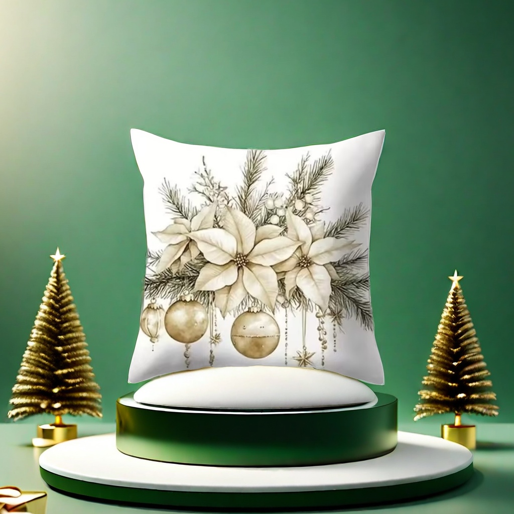 Christmas-themed plush throw pillows, holiday home decoration soft cushions details Picture