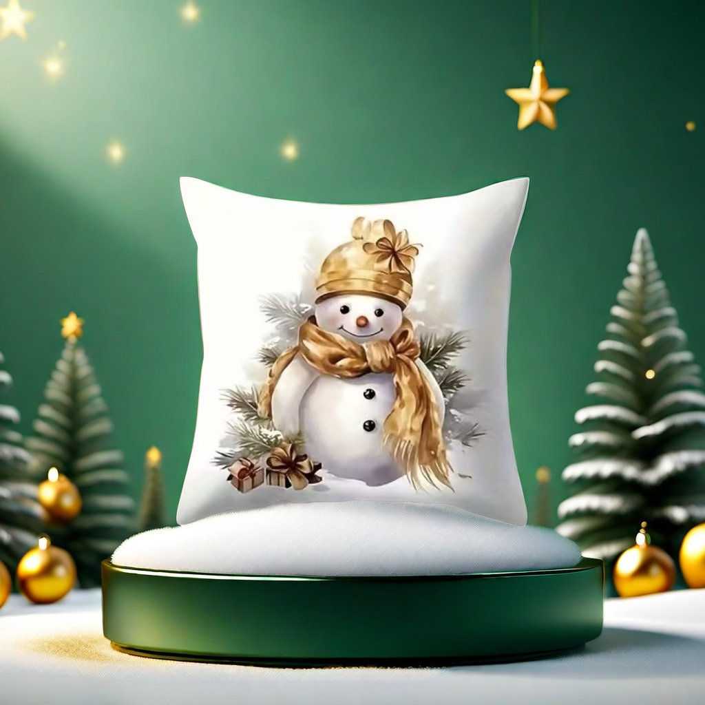 Snowman-shaped patterned furniture throw pillows, Christmas atmosphere decorative throw pillows Specification image