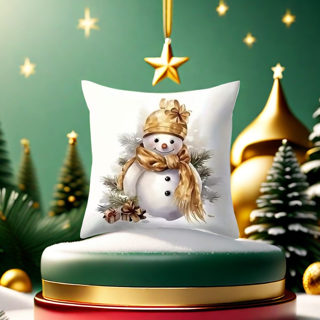 Snowman-shaped patterned furniture throw pillows, Christmas atmosphere decorative throw pillows details Picture