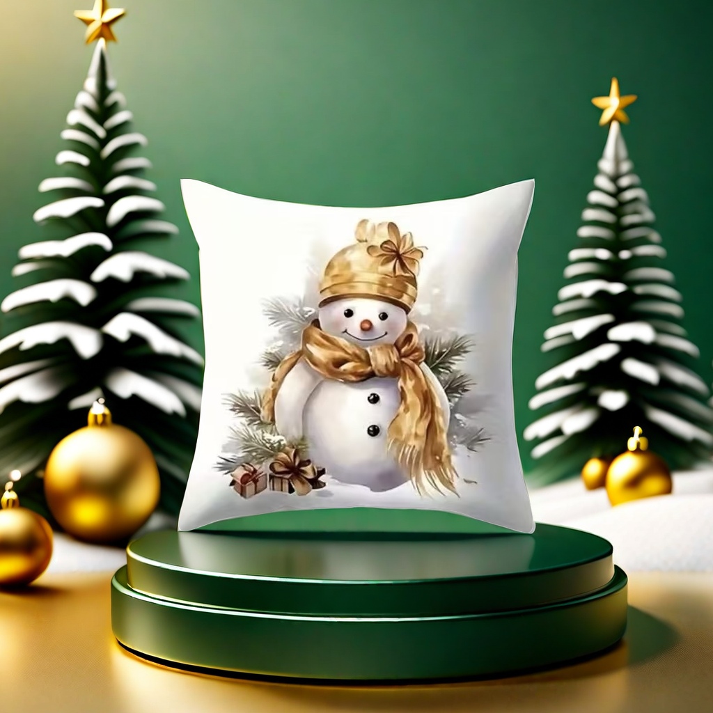 Snowman-shaped patterned furniture throw pillows, Christmas atmosphere decorative throw pillows Application Scenario