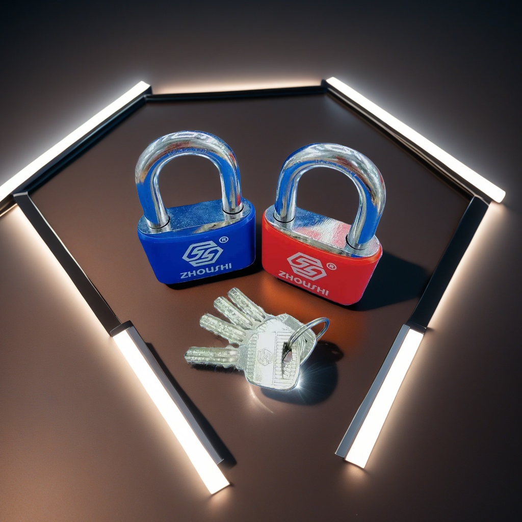 Azul rojo candado de dos colores con llave metal antioxidante colgante cerradura para el hogar oficina general details Picture