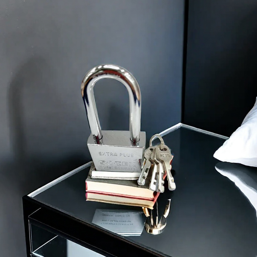 Thickened zinc alloy metal padlock with double key, specially designed for household security doors, cabinets and drawers details Picture