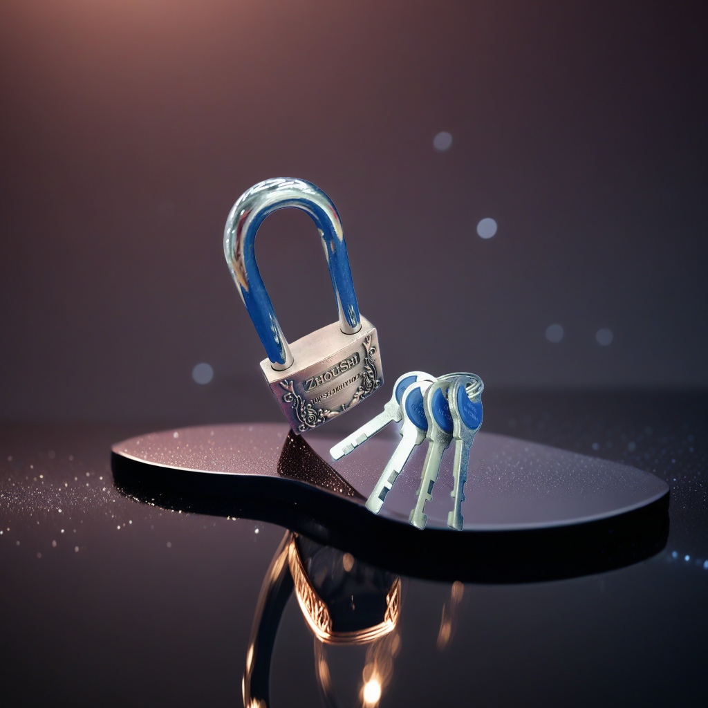 Double-key padlock, metal anti-picking padlock, with two original keys details Picture