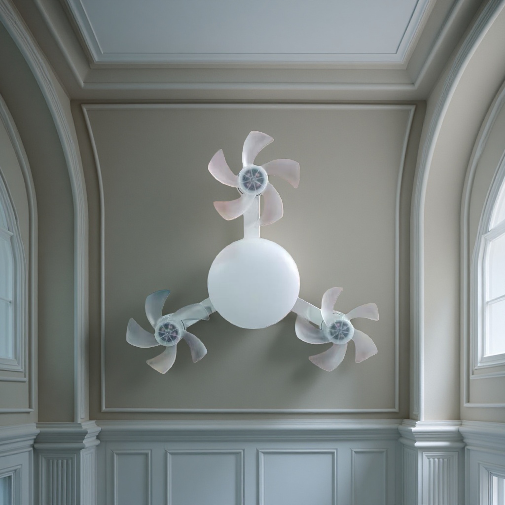 The ceiling-mounted LED lighting ceiling fan is controlled by a three-speed remote control for the fan light details Picture