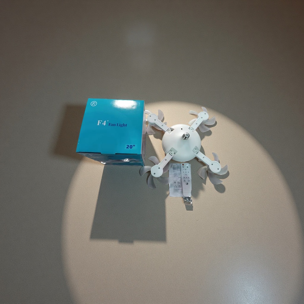 The ceiling-mounted LED lighting ceiling fan is controlled by a three-speed remote control for the fan light Specification image