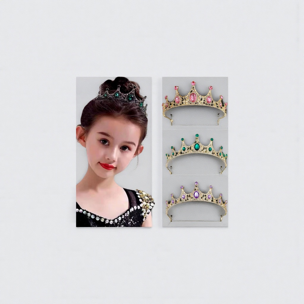 A female model with a crown wears a fashionable photo accessory and a ceremonial performance headpiece Specification image