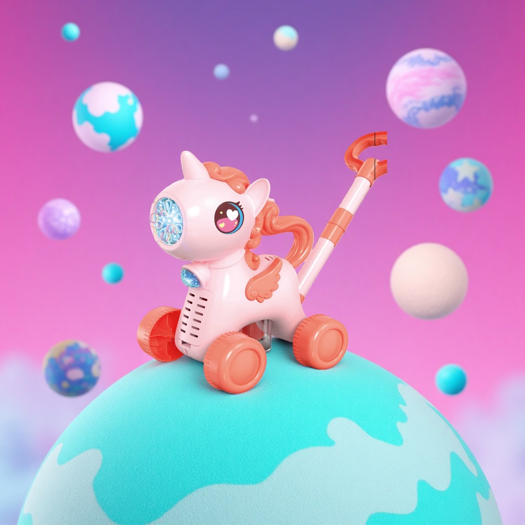 Cute pony-shaped bubble machine toy, children's educational bubble toy Specification image