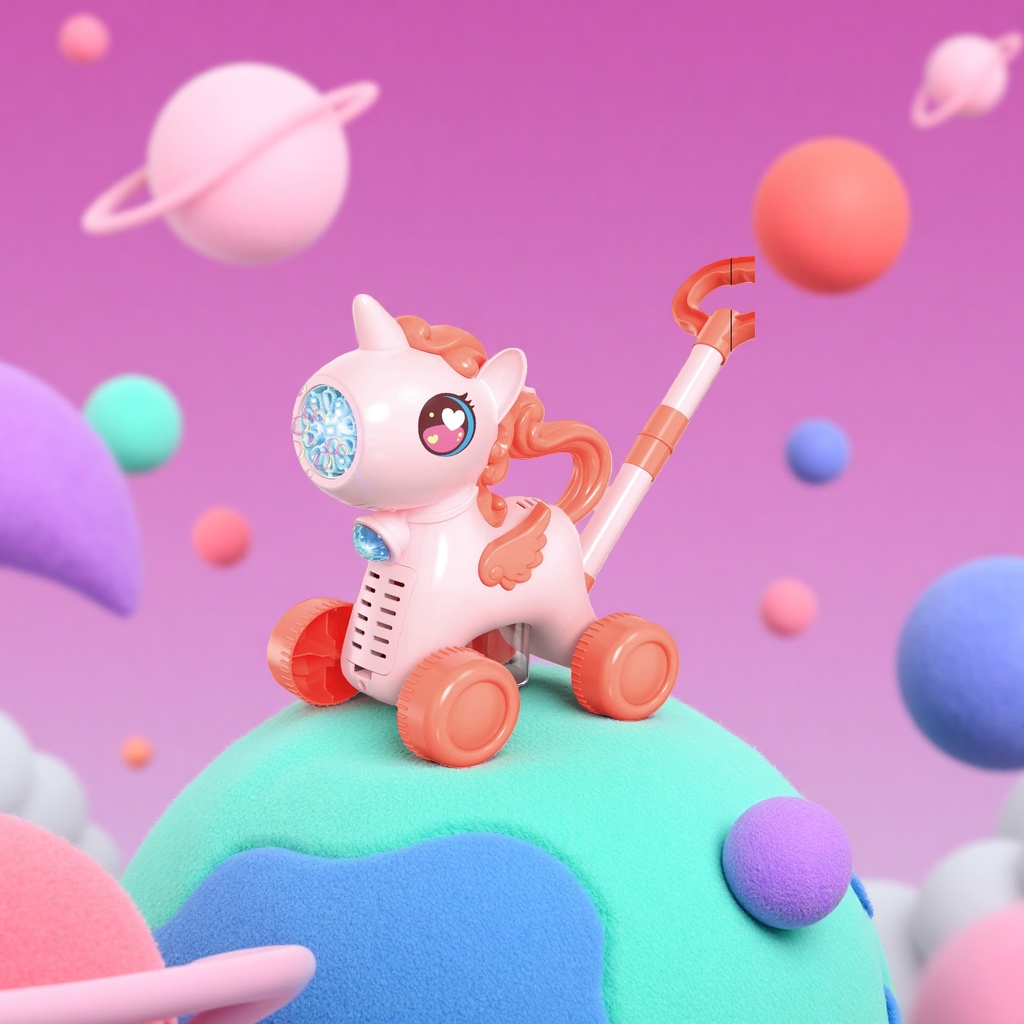 Cute pony-shaped bubble machine toy, children's educational bubble toy details Picture