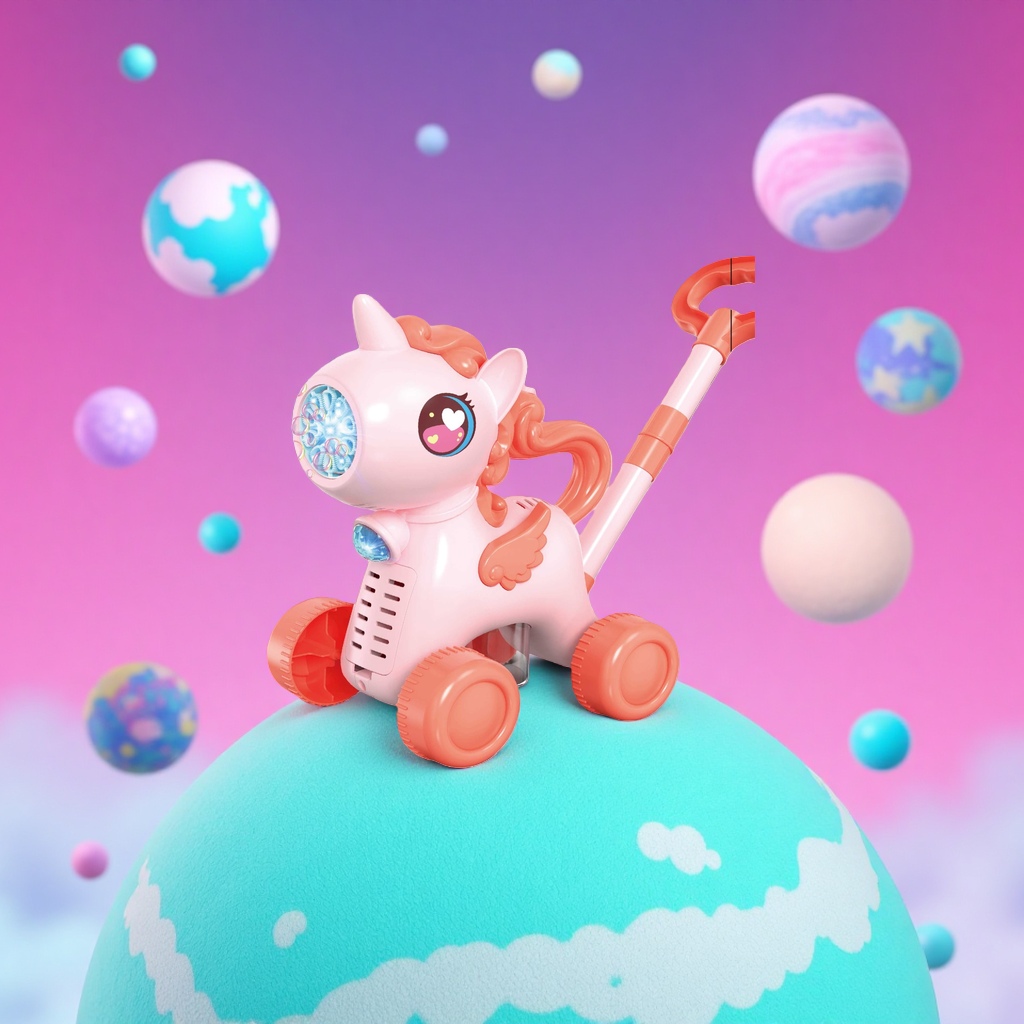 Cute pony-shaped bubble machine toy, children's educational bubble toy Application Scenario