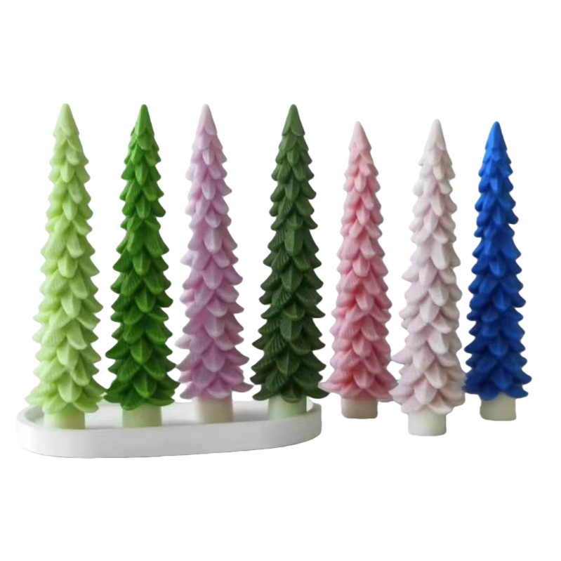 Colorful Christmas tree-shaped candles, 3D stereoscopic festive decorative scented candles Item Picture