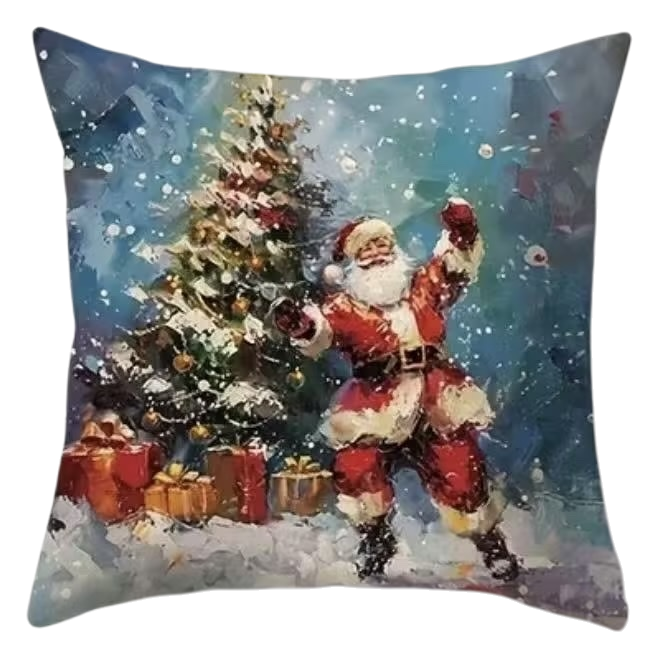 The Christmas red and green plush cushions are soft and comfortable for the festive living room decoration Item Picture