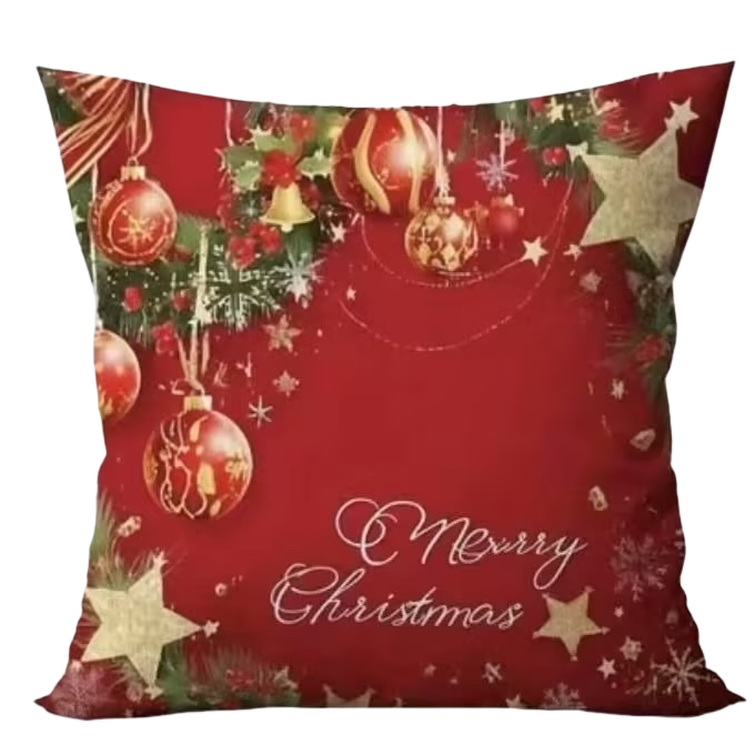 The Christmas red and green velvet throw pillow is a must-have for home decoration to create a festive atmosphere Item Picture