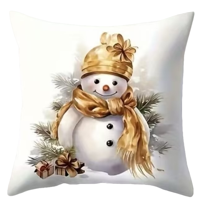 Snowman-shaped patterned furniture throw pillows, Christmas atmosphere decorative throw pillows Item Picture