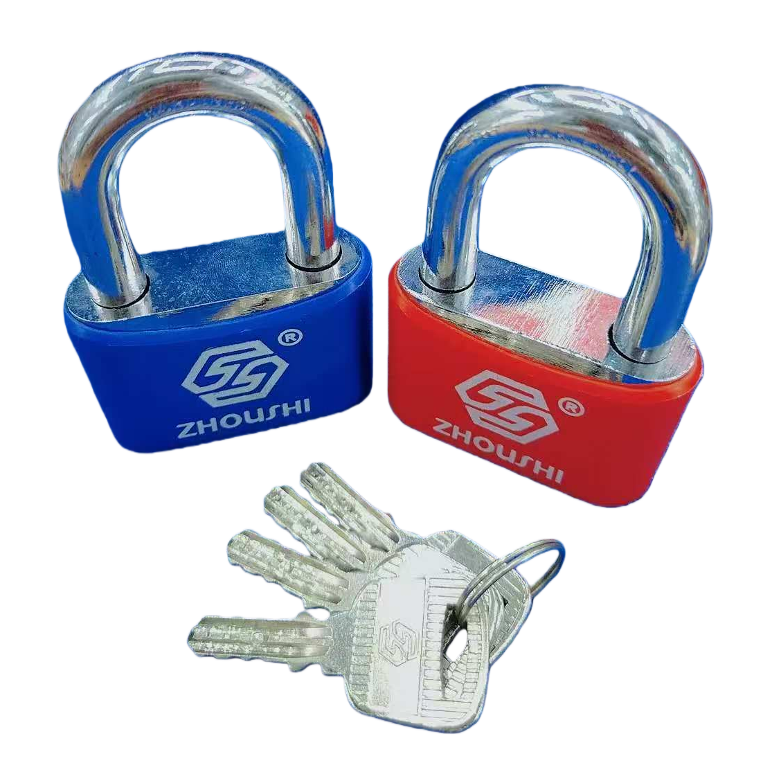 Azul rojo candado de dos colores con llave metal antioxidante colgante cerradura para el hogar oficina general Item Picture