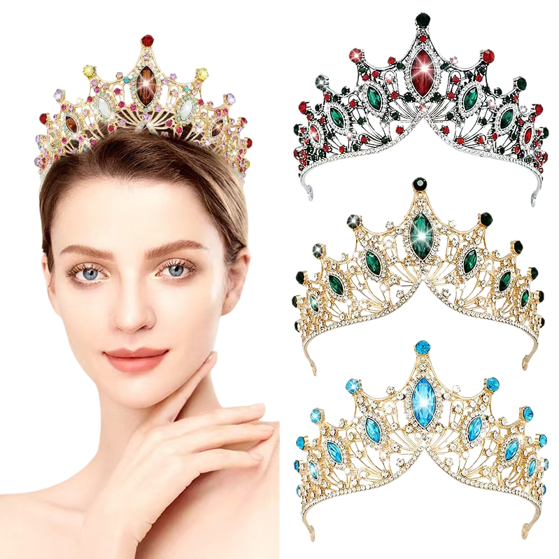 A female model with a crown wears a fashionable photo accessory and a ceremonial performance headpiece Item Picture