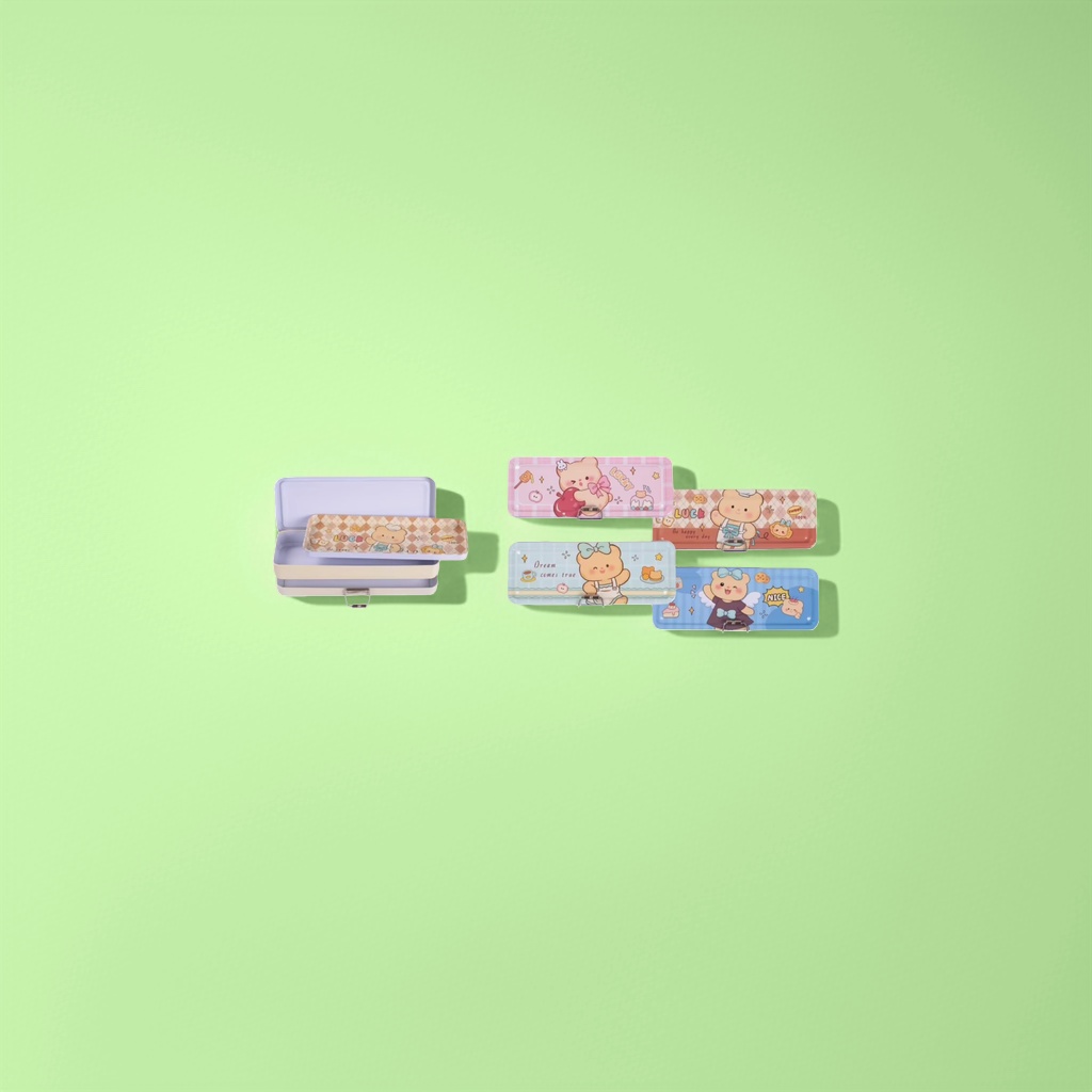 Cartoon-patterned iron storage box, multi-functional desktop organization box, simple Nordic style Specification image