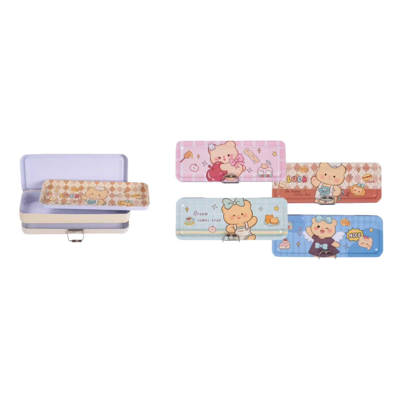 Cartoon-patterned iron storage box, multi-functional desktop organization box, simple Nordic style Item Picture