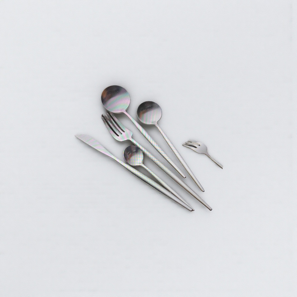 Rainbow-colored knife, fork and spoon set of stainless steel tableware, suitable for children and adults