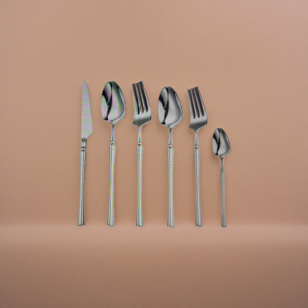 A set of three-piece alloy knives, forks and spoons with high appearance standards for household and travel use details Picture