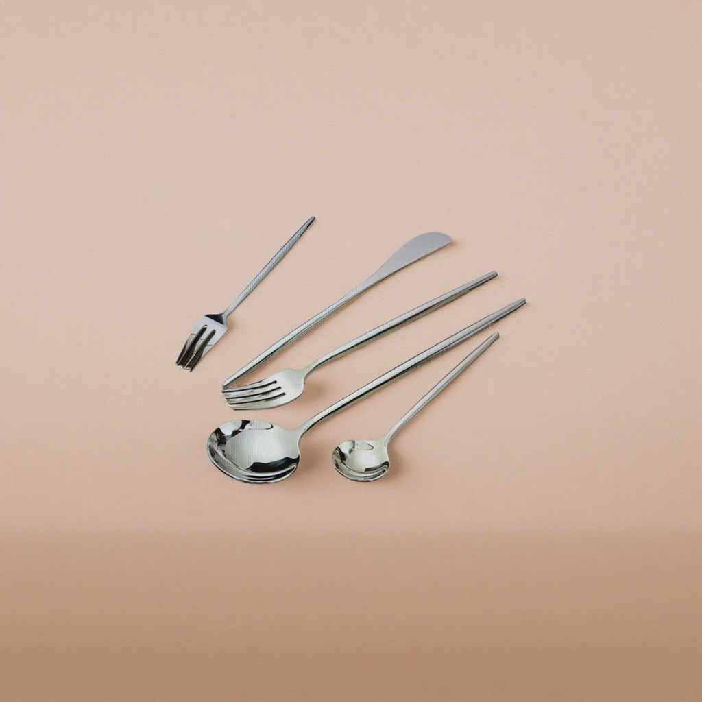 Stainless steel tableware set, three-piece set of forks, spoons and chopsticks for home use, portable and simple details Picture