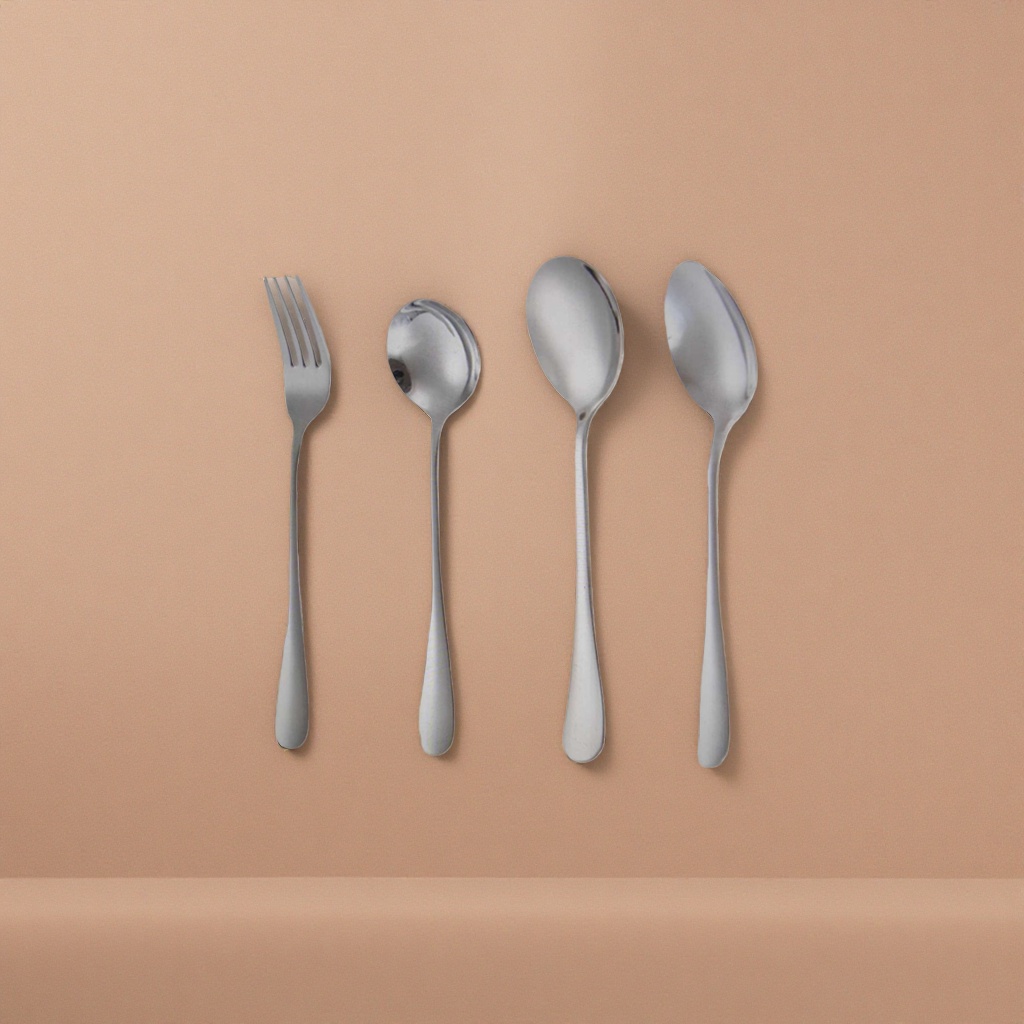 Silver tableware set, forks and spoons, home stainless steel, simple style